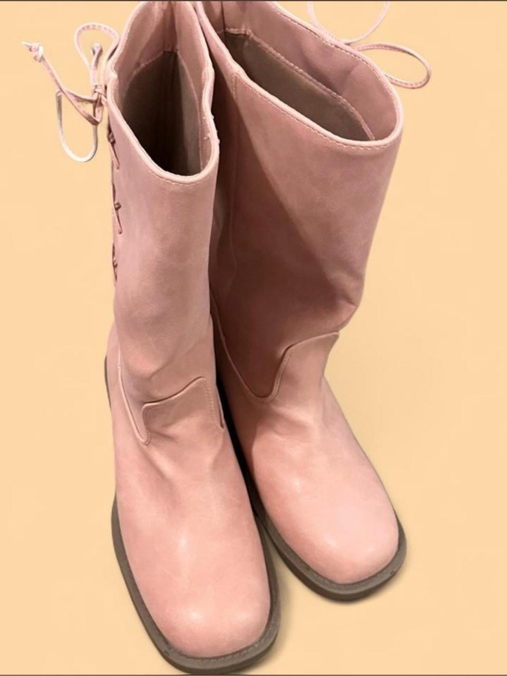 Fashion Nova Pink Lace Up Boots